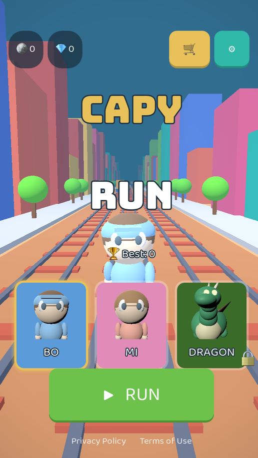 Capy Run main menu